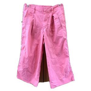 GAP Women pants 0 Busa Pink High Rise Wide Leg Crop Raw Hem Pleat Pockets